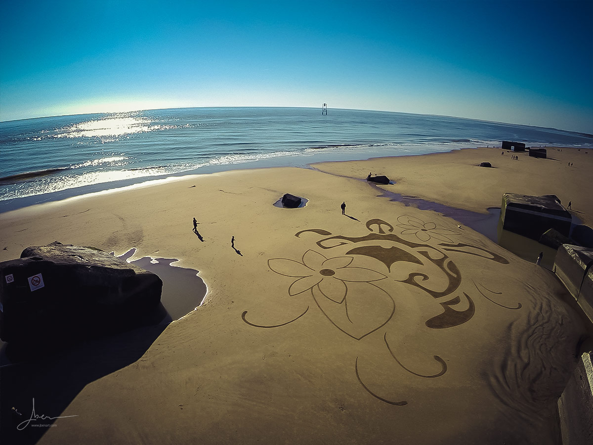 Beach art tortue polynésienne