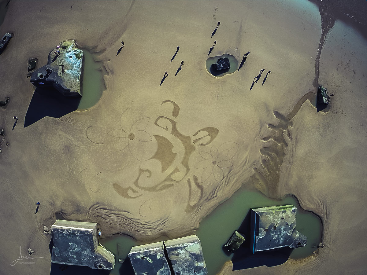 Beach art tortue polynésienne