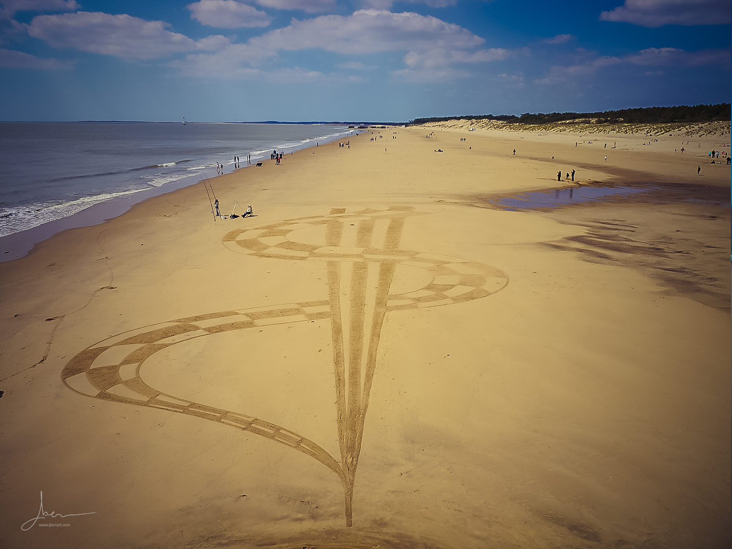 Beach art damiers croisés