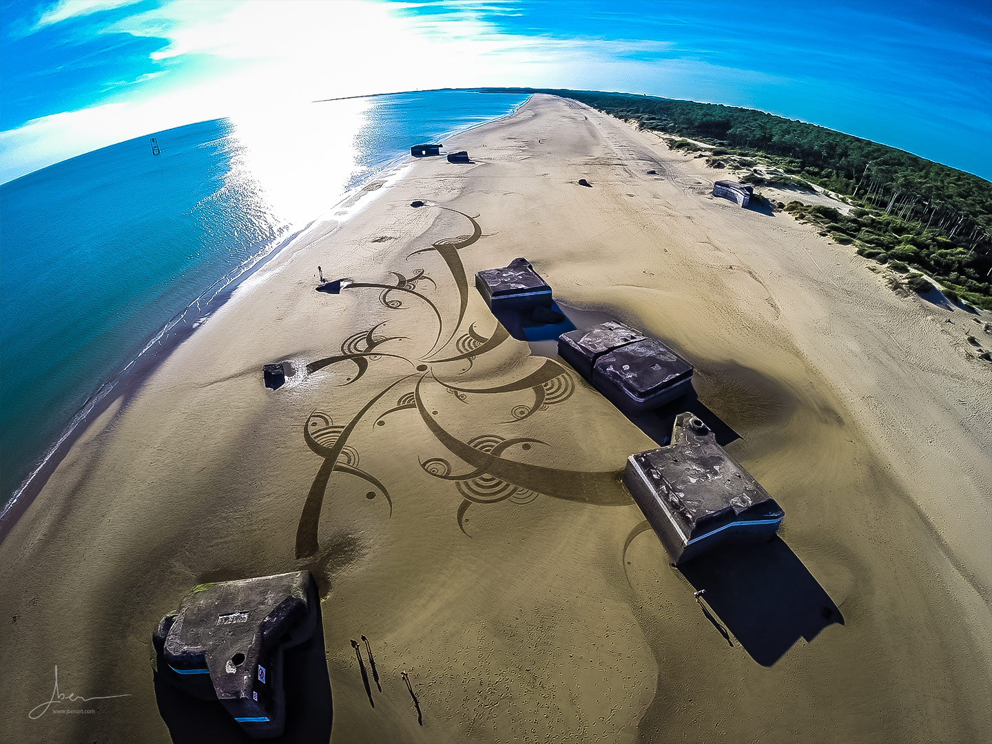 Beach art virgules jointes