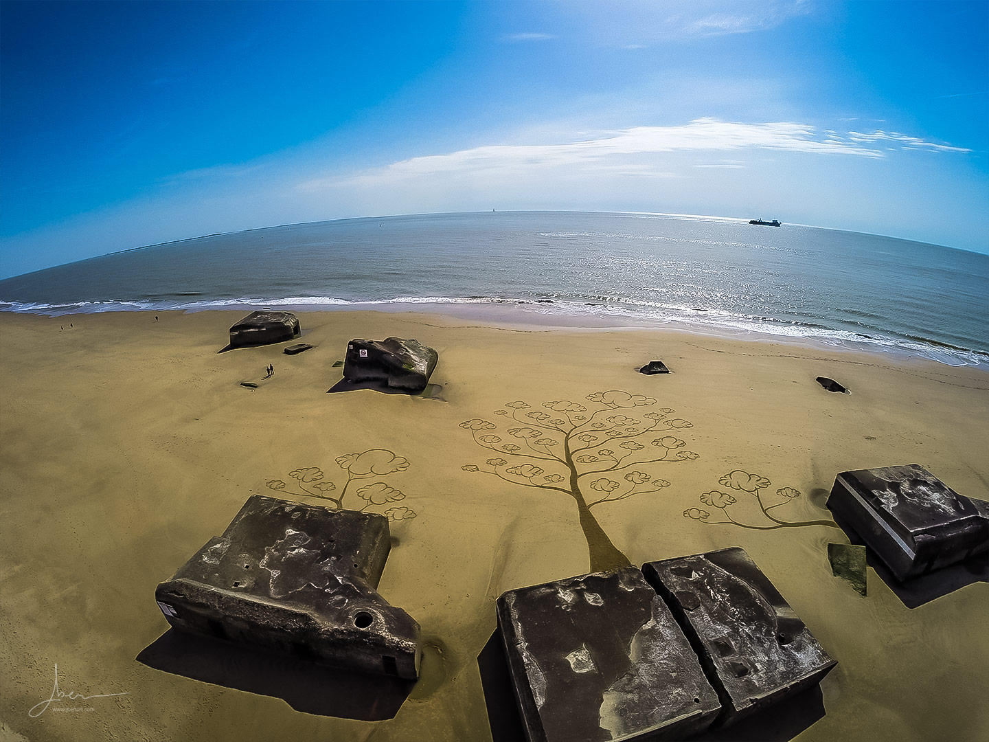 Beach art arbres nuages