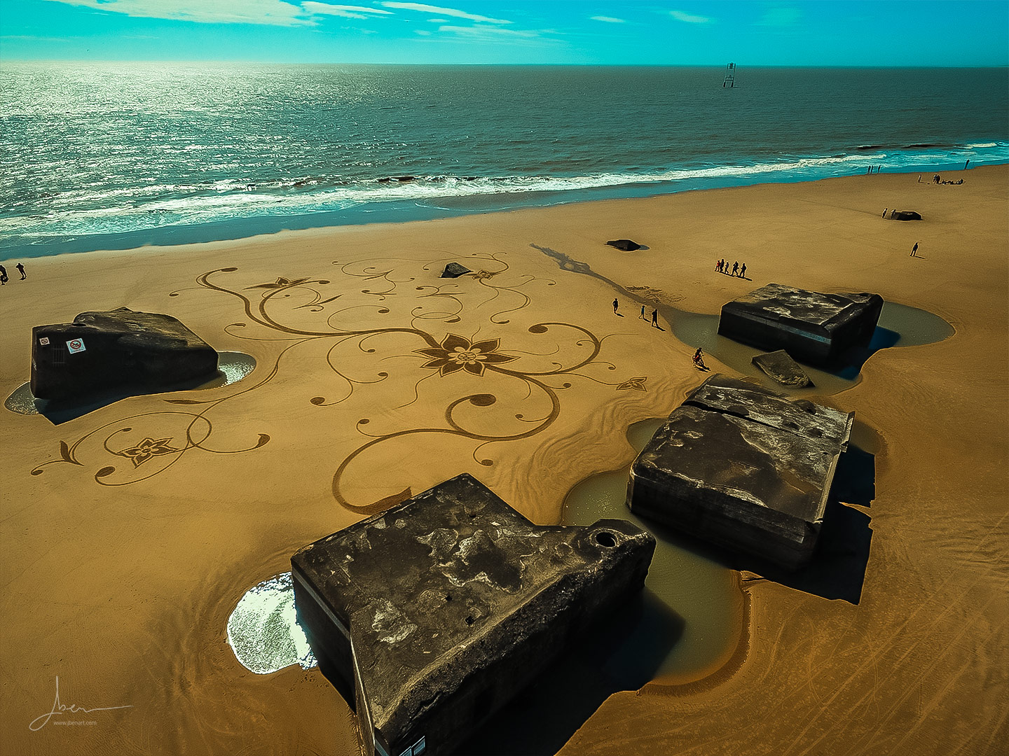 Beach art block fleuris