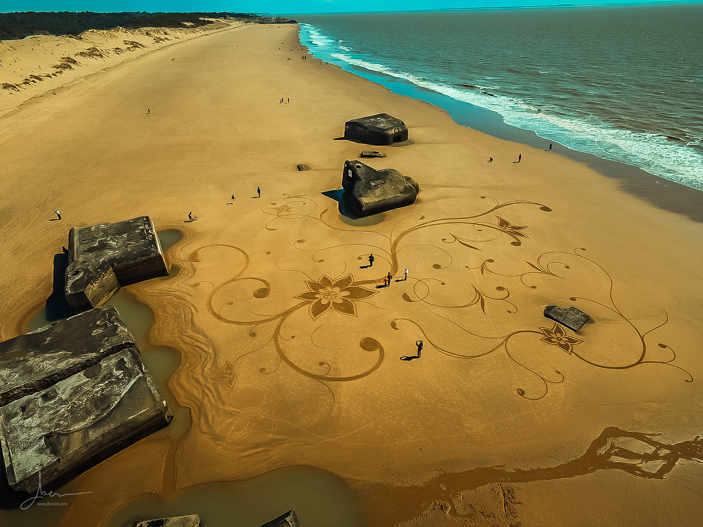 Beach art block fleuris